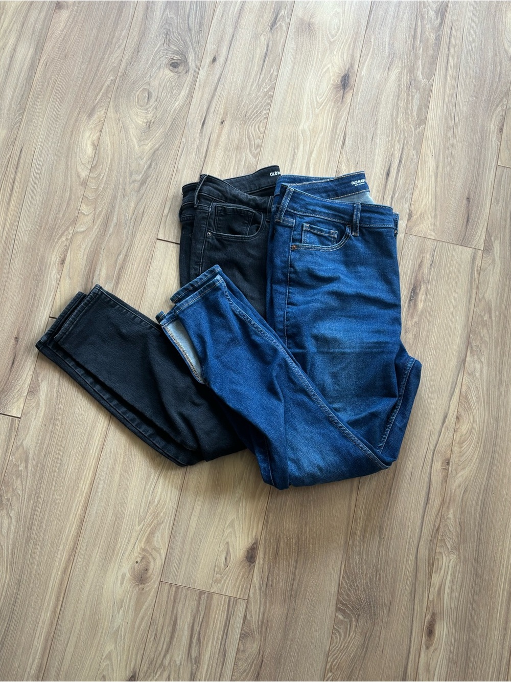 Two Pairs of Rockstar Skinny Jeans - Black & Dark Blue